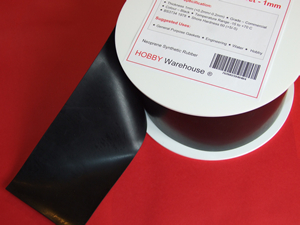 Rubber Sheet available in a variety of sizes and thicknesses made from neoprene on a white spool.